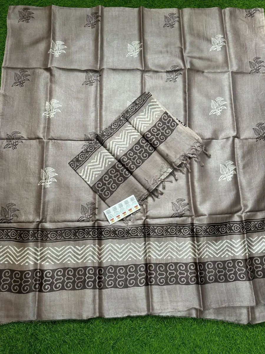 Premium Pure Handloom Tussar Silk Material (Top & Dupatta Only)